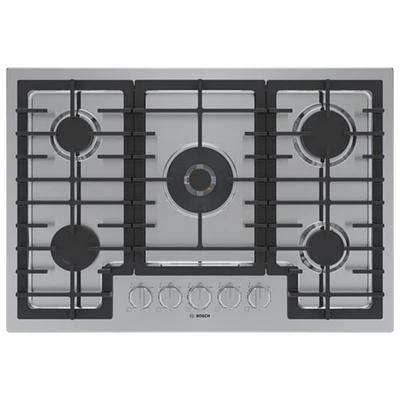 Surface de cuisson au gaz à 5 brûleurs de 30 po de Bosch (NGM8059UC) - Acier inoxydable