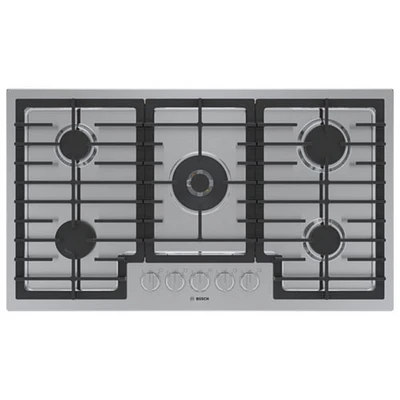 Surface de cuisson au gaz à 5 brûleurs de 36 po de Bosch (NGM8659UC) - Acier inoxydable