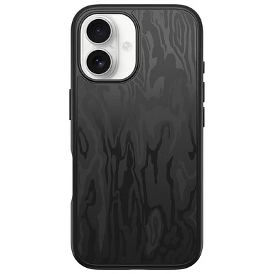 Étui rigide ajusté Symmetry d'OtterBox avec MagSafe pour iPhone 16 - Noir Spruce Bark