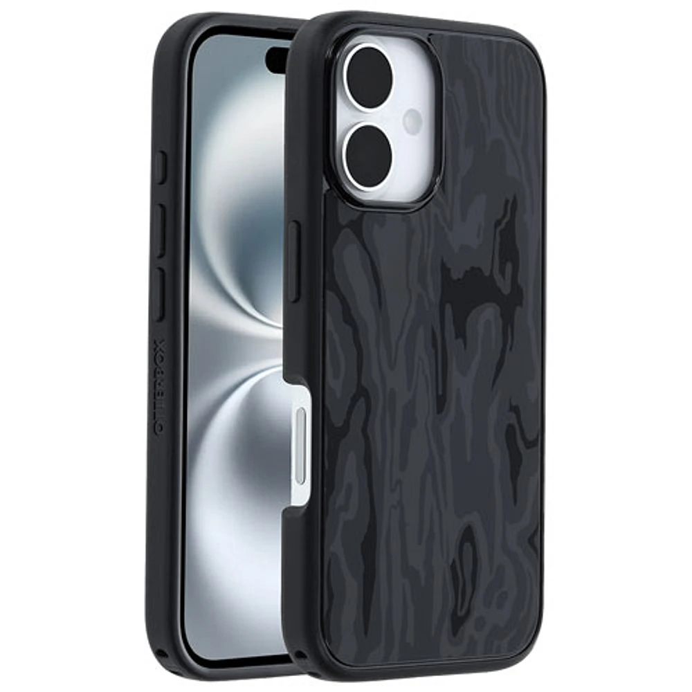 Étui rigide ajusté Symmetry d'OtterBox avec MagSafe pour iPhone 16 - Noir Spruce Bark