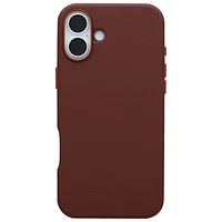 Étui rigide ajusté en cuir de cactus Symmetry d'OtterBox avec MagSafe pour iPhone 16 Plus - Brun Rich Adobe