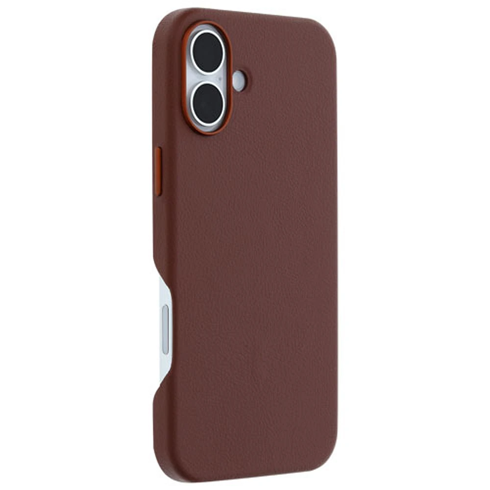 Étui rigide ajusté en cuir de cactus Symmetry d'OtterBox avec MagSafe pour iPhone 16 Plus - Brun Rich Adobe