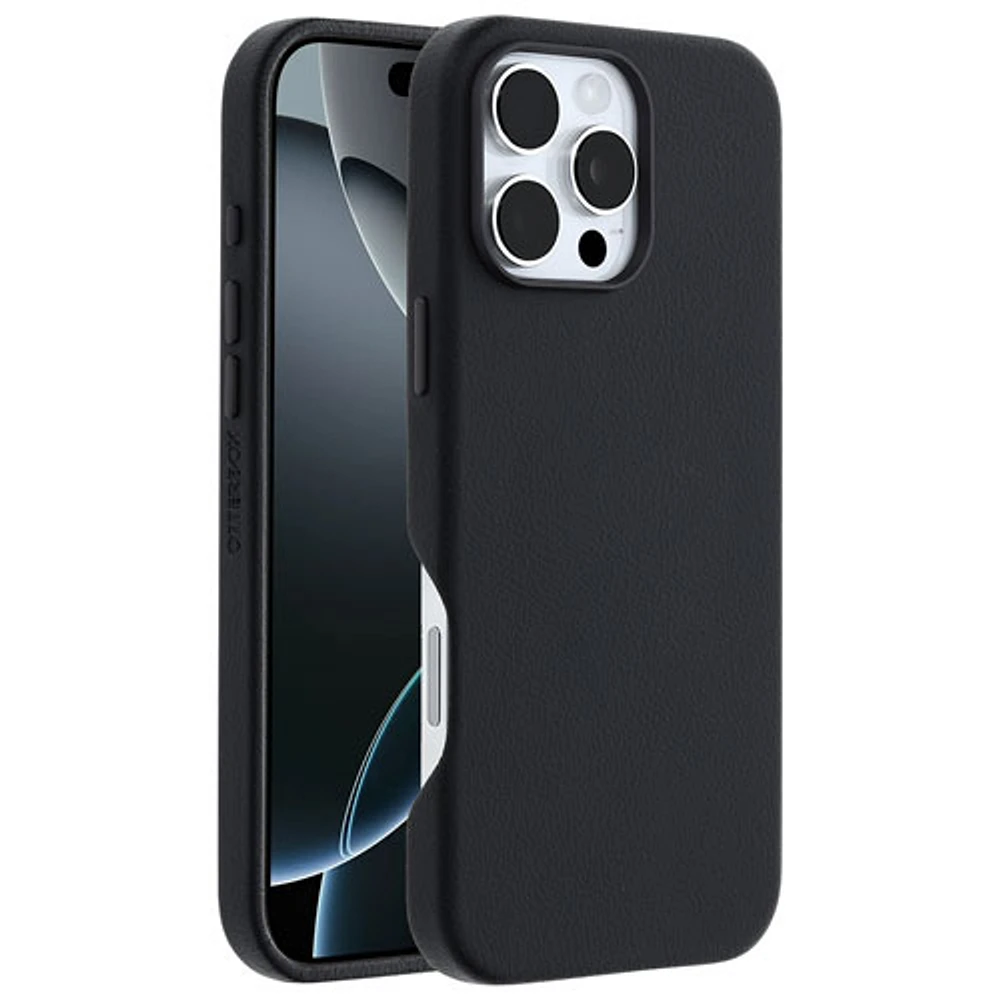 Étui rigide ajusté en cuir de cactus Symmetry d'OtterBox avec MagSafe pour iPhone 16 Pro Max - Noir cendré