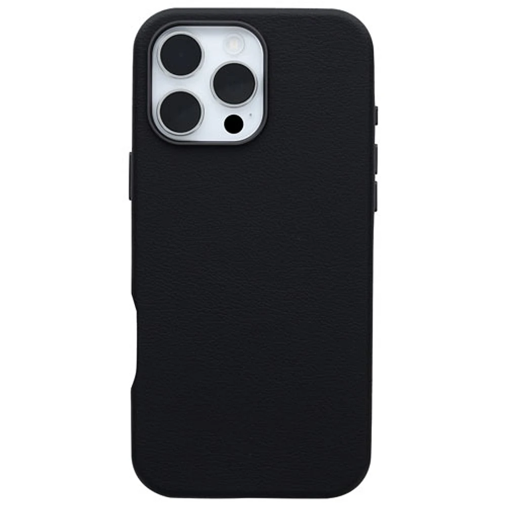 Étui rigide ajusté en cuir de cactus Symmetry d'OtterBox avec MagSafe pour iPhone 16 Pro Max - Noir cendré