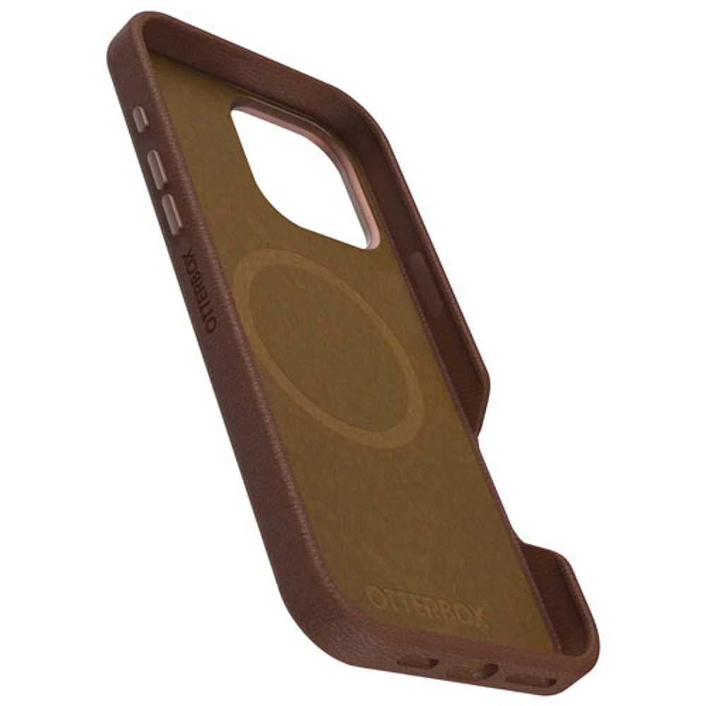 Étui rigide ajusté en cuir de cactus Symmetry d'OtterBox avec MagSafe pour iPhone 16 Pro Max - Adobe riche