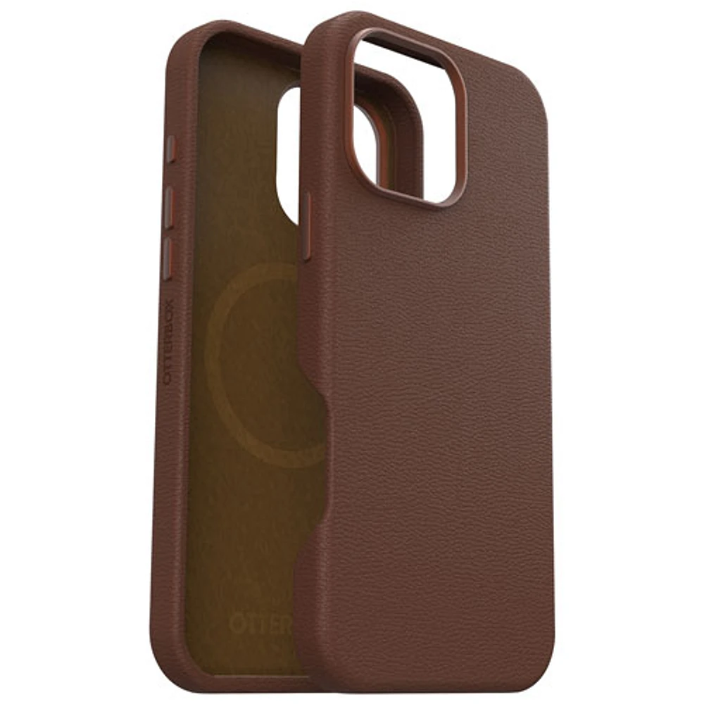 Étui rigide ajusté en cuir de cactus Symmetry d'OtterBox avec MagSafe pour iPhone 16 Pro Max - Adobe riche