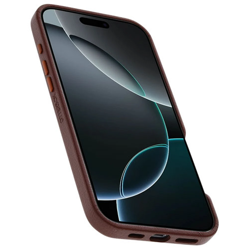 Étui rigide ajusté en cuir de cactus Symmetry d'OtterBox avec MagSafe pour iPhone 16 Pro Max - Adobe riche
