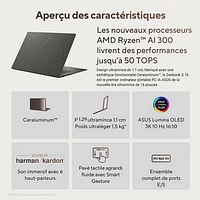 ASUS Zenbook S 16 16" OLED Touchscreen Laptop - Zumaia Gray (AMD Ryzen AI 9 HX 370/1TB SSD/32GB RAM/AMD Radeon 890M/Window 11)