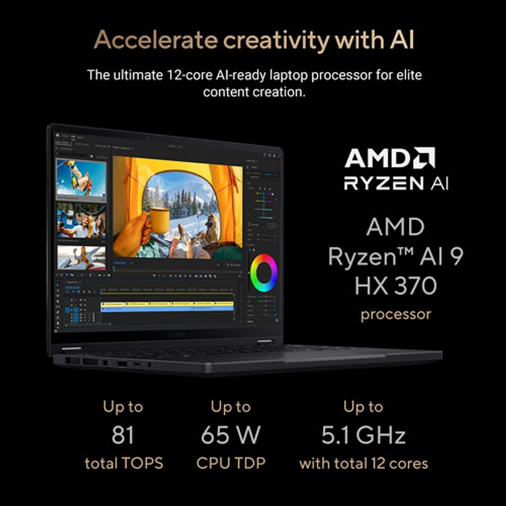 ASUS ProArt PX13 13.3" OLED Touchscreen 2-in-1 Laptop -Nano Black (AMD Ryzen AI 9 HX 370/1TB SSD/32GB RAM/GeForce RTX 4060)