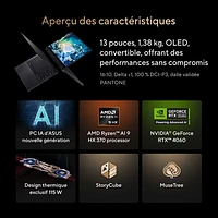 ASUS ProArt PX13 13.3" OLED Touchscreen 2-in-1 Laptop -Nano Black (AMD Ryzen AI 9 HX 370/1TB SSD/32GB RAM/GeForce RTX 4060)