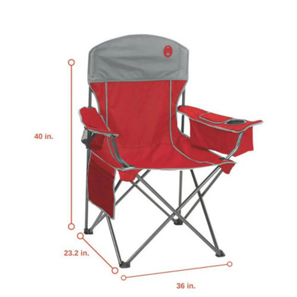 Coleman Oversized Quad Folding Outdoor Chair with Cooler - Red
