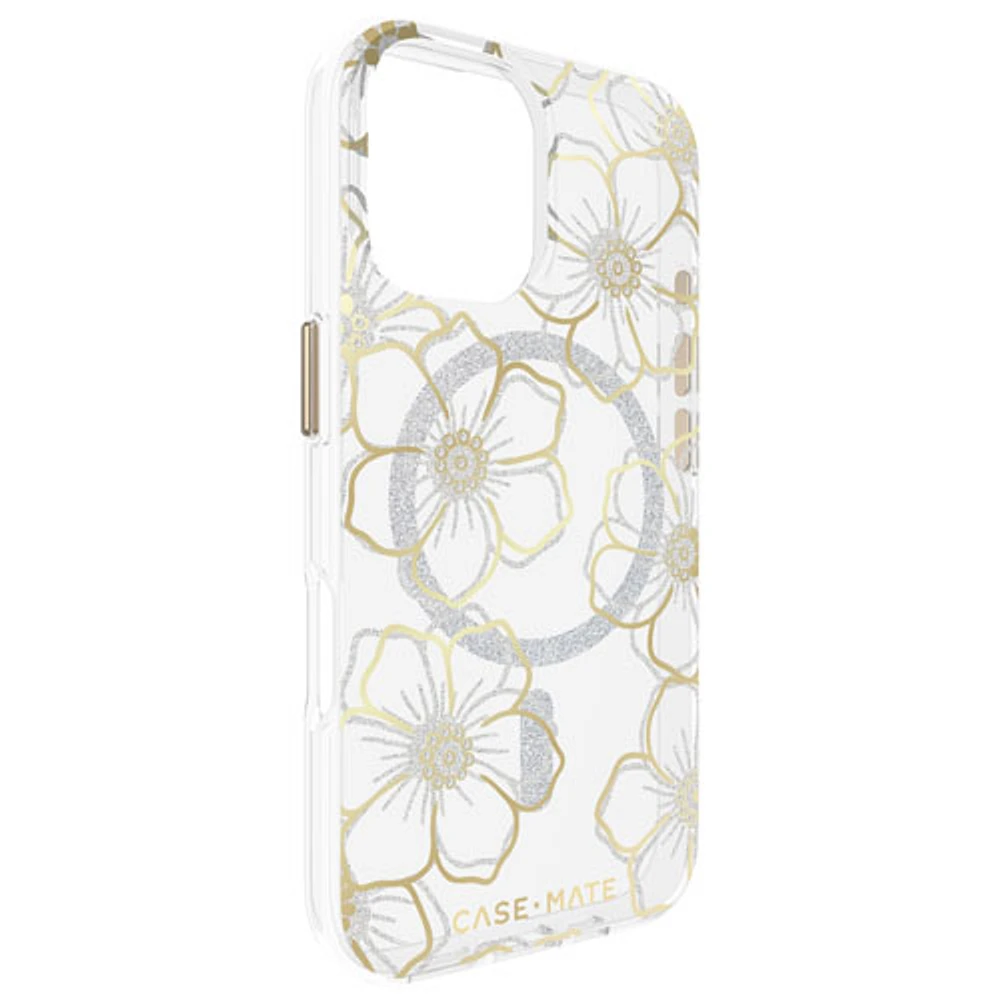 Case-Mate Floral Gems Fitted Hard Shell Case with MagSafe for iPhone 16 - Gold