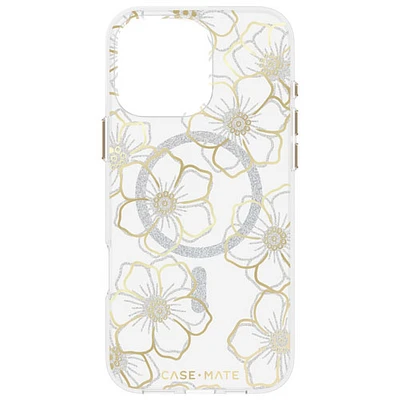 Case-Mate Floral Gems Fitted Hard Shell Case with MagSafe for iPhone 16 Pro Max - Gold