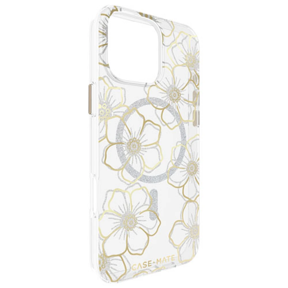 Case-Mate Floral Gems Fitted Hard Shell Case with MagSafe for iPhone 16 Pro Max - Gold