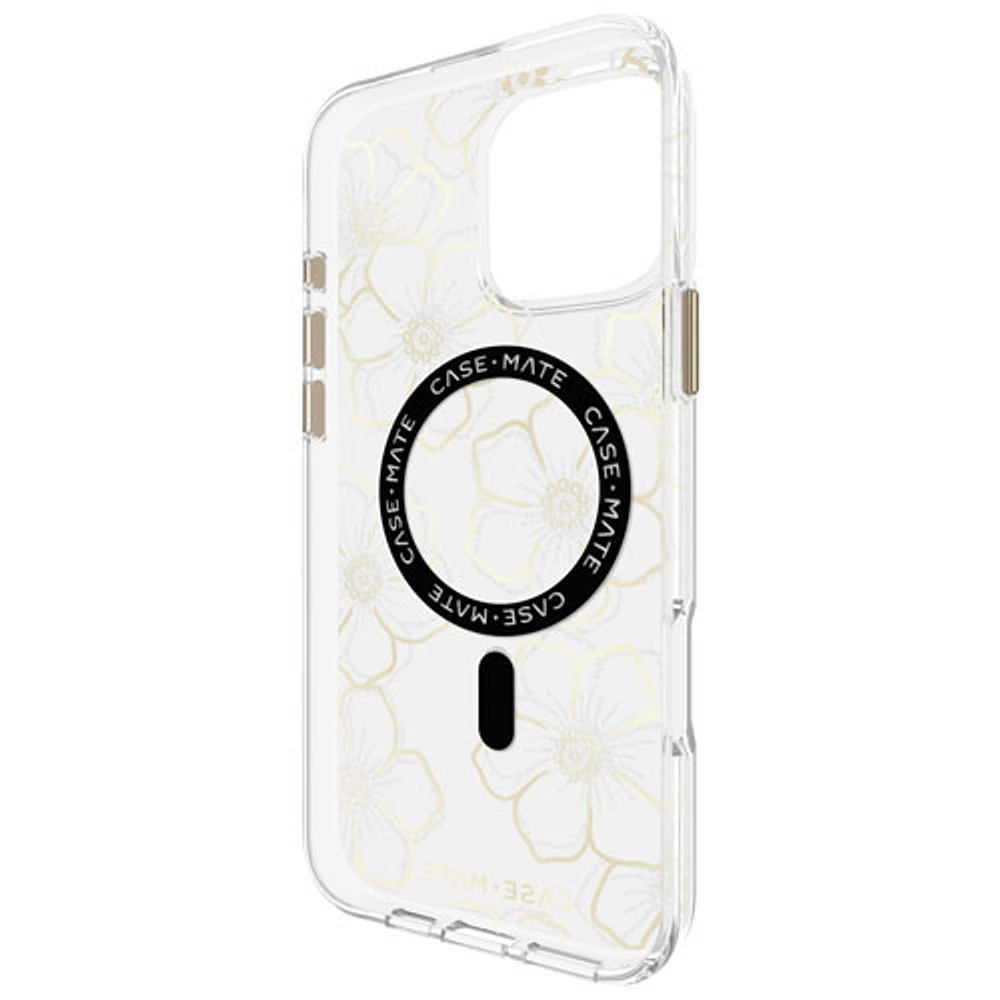 Case-Mate Floral Gems Fitted Hard Shell Case with MagSafe for iPhone 16 Pro Max - Gold