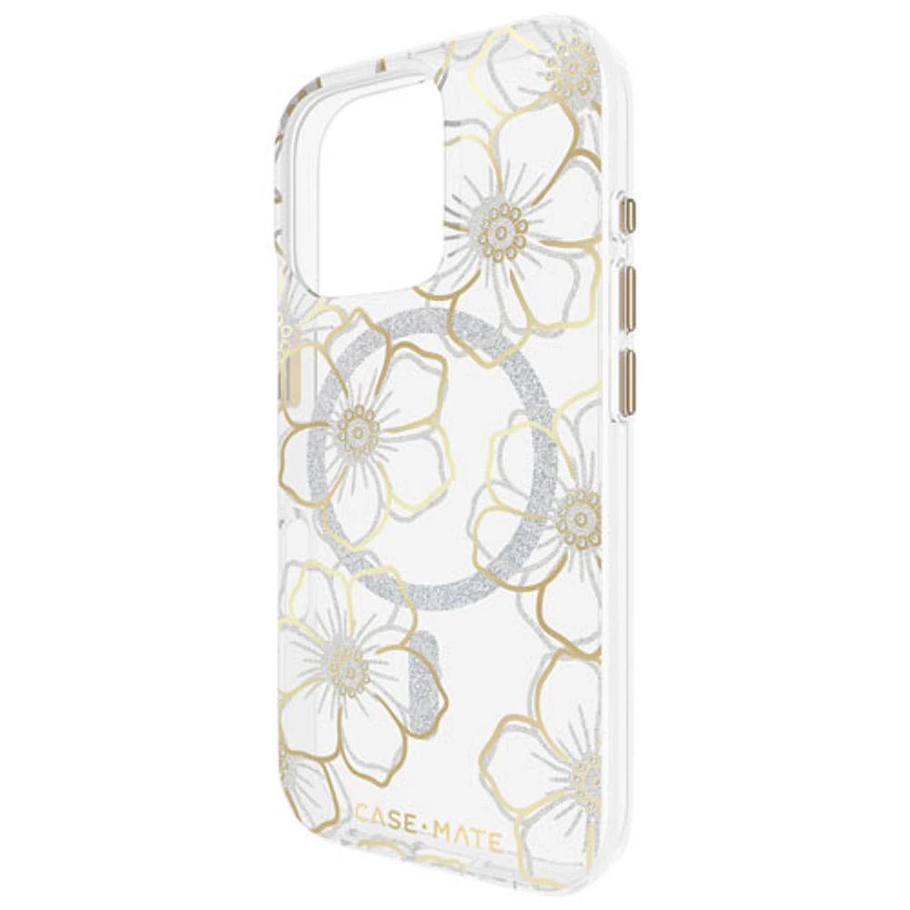 Case-Mate Floral Gems Fitted Hard Shell Case with MagSafe for iPhone 16 Pro - Gold