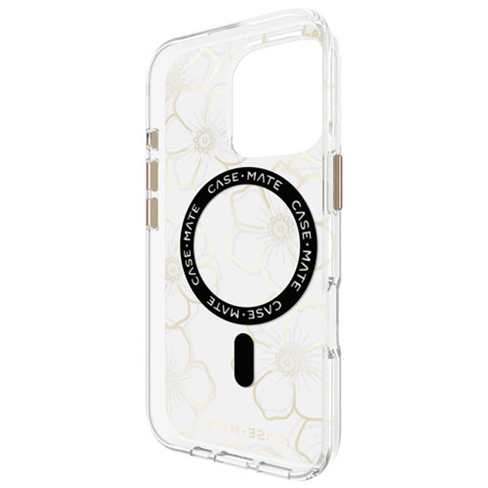 Case-Mate Floral Gems Fitted Hard Shell Case with MagSafe for iPhone 16 Pro - Gold