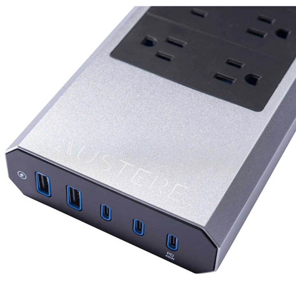 Parasurtenseur à 6 prises avec ports USB Omniport VII d'Austere (7S-PS6-US1) - Gris