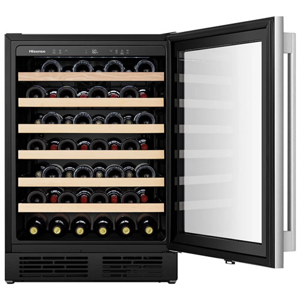 Cellier autonome/encastrable pour 54 bouteilles de Hisense avec Wi-Fi - Acier inoxydable