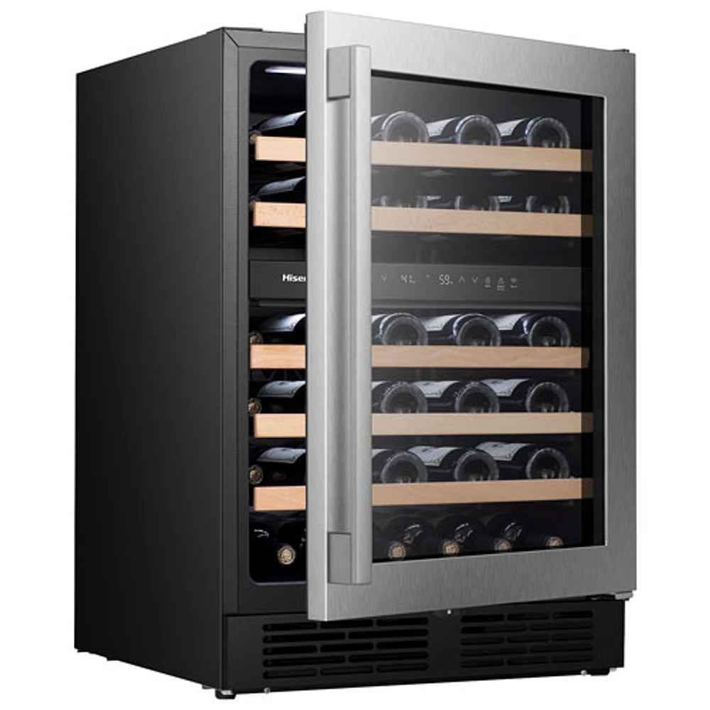 Hisense 46-Bottle Freestanding/Built-In Dual Temperature Zone Wine Fridge with Wi-Fi - Stainless Steel