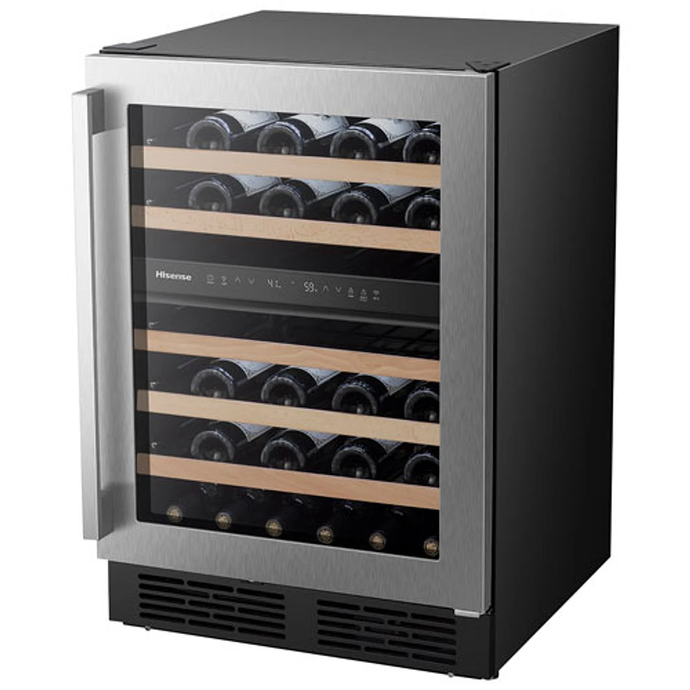 Hisense 46-Bottle Freestanding/Built-In Dual Temperature Zone Wine Fridge with Wi-Fi - Stainless Steel