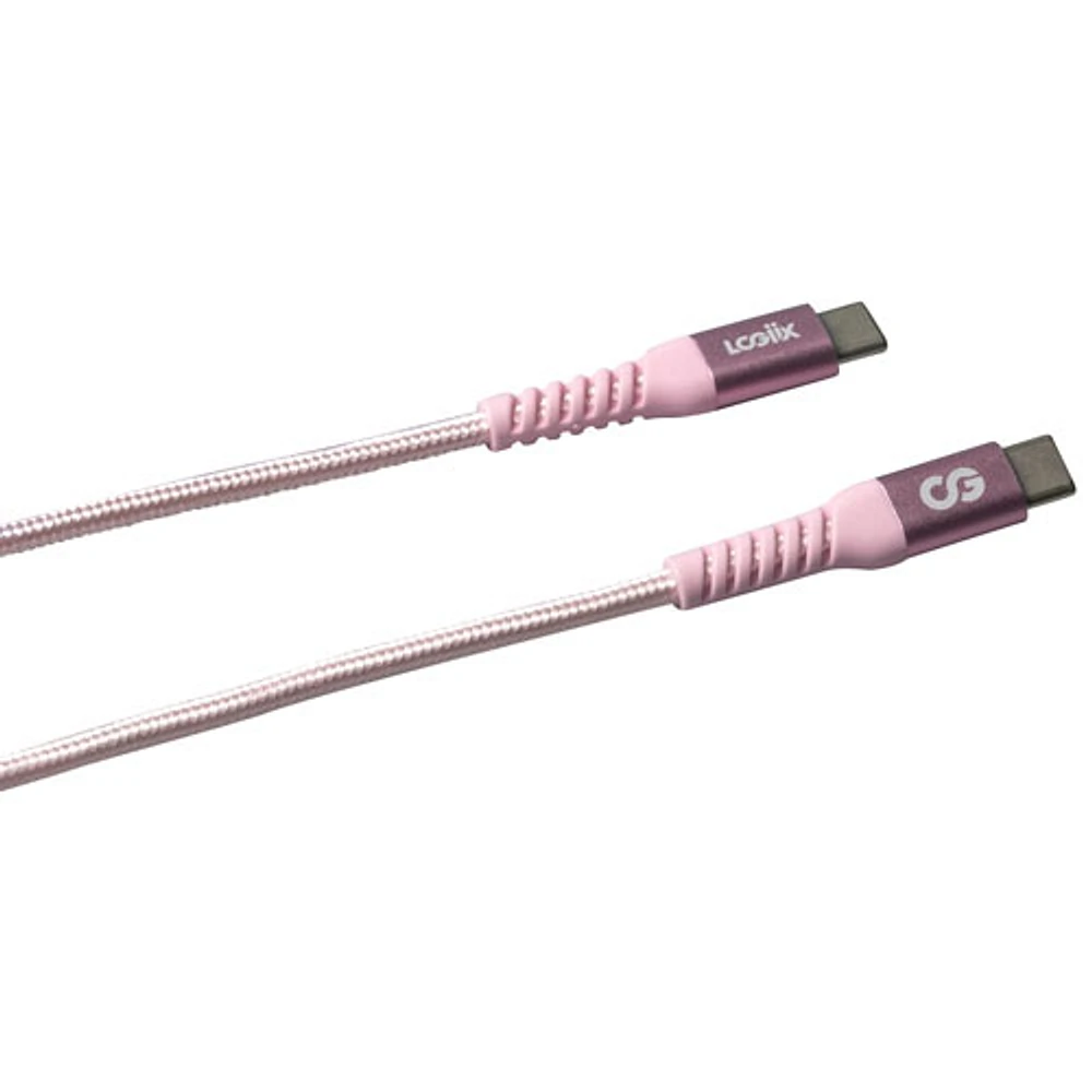 LOGiiX Vibrance 1.2m (3.9 ft.) Braided USB-C to USB-C Cable (LGX-13830) - Blush