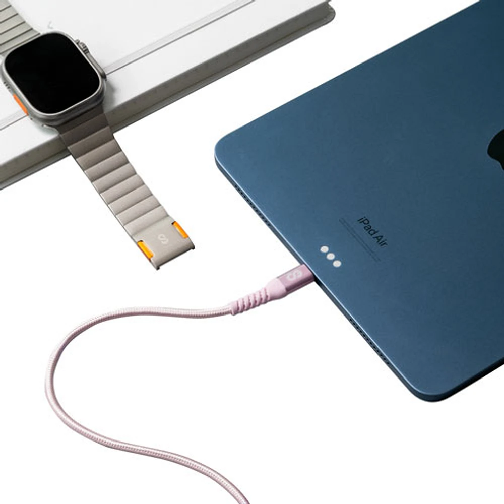 LOGiiX Vibrance 1.2m (3.9 ft.) Braided USB-C to USB-C Cable (LGX-13830) - Blush