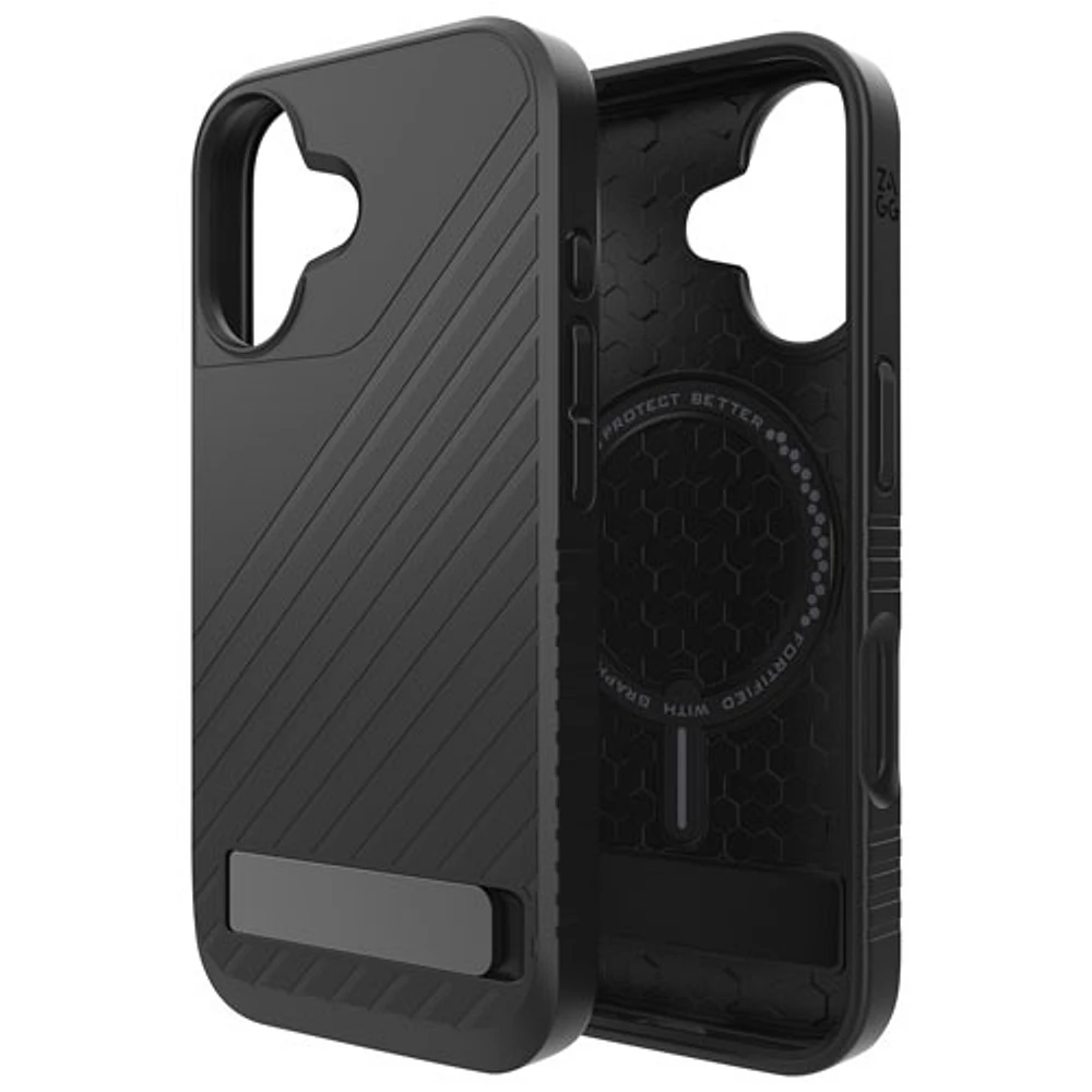 ZAGG Denali Snap with Kickstand Fitted Hard Shell Case for iPhone 16 - Black