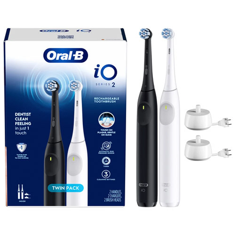 Oral-B iO Series 2 Rechargeable Electric Toothbrush Twinpack - Black/White