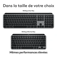 Clavier pleine grandeur Bluetooth MX Keys S de Logitech pour iPad/Mac - Gris cosmique - Anglais