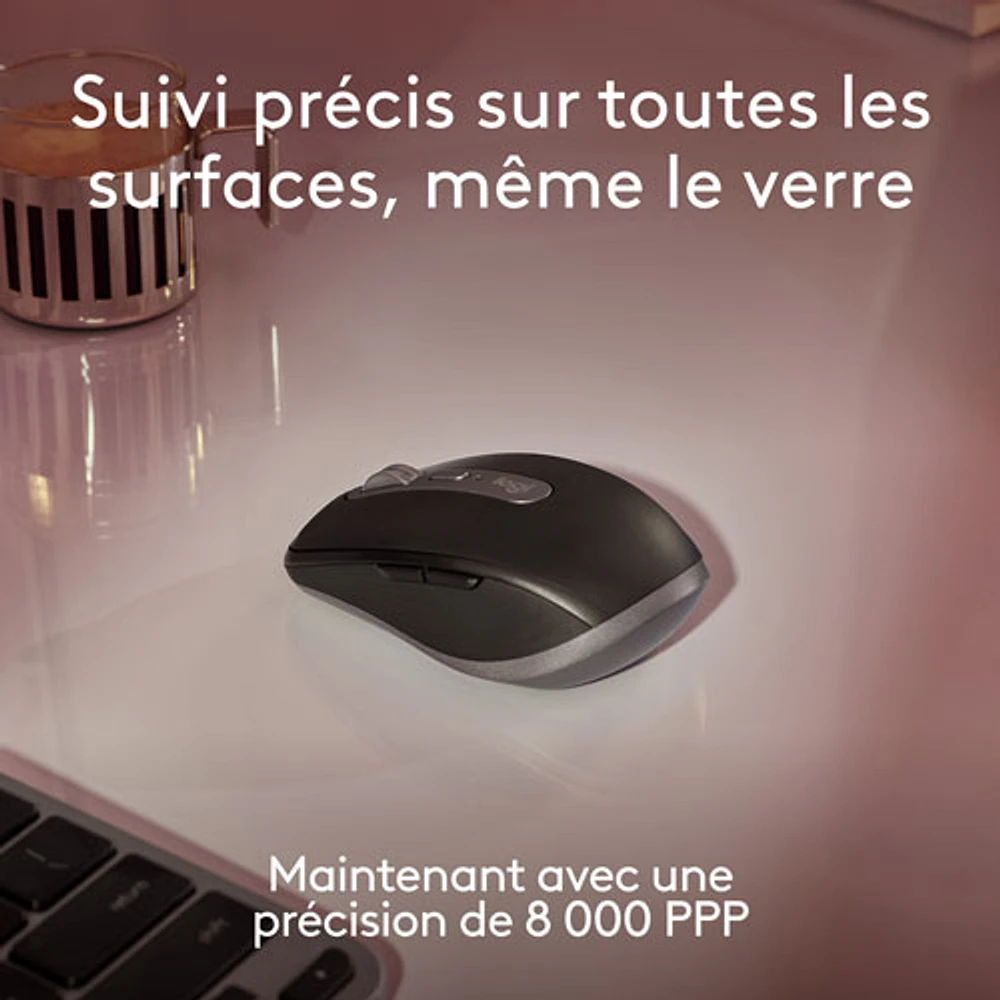 Souris Bluetooth Darkfield de 8000 ppp MX Anywhere 3S de Logitech pour MacOS/iPad - Gris cosmique