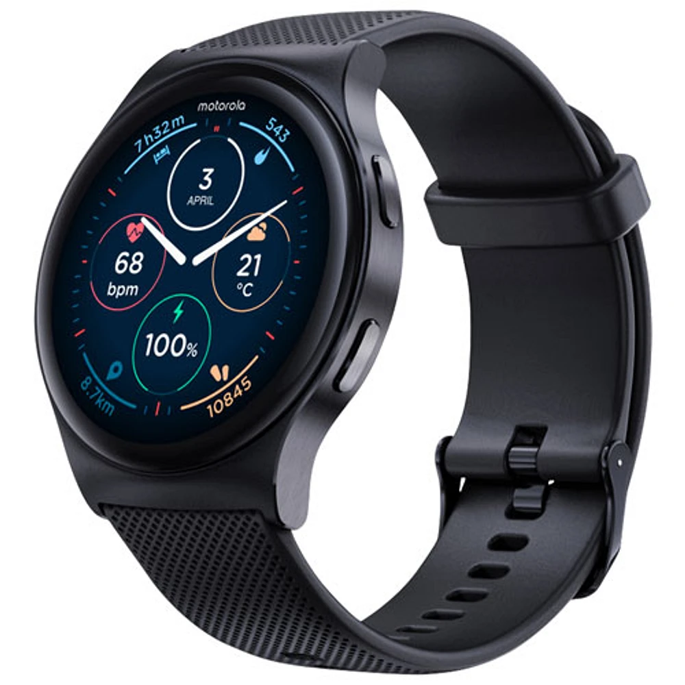 Motorola Moto Watch 120 45mm Smartwatch with Heart Rate Monitor - Black