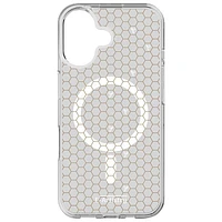 E-Artistry Signature Honeycomb Fitted Hard Shell Case w/ MagSafe for iPhone 16 - Clear- Gold/White