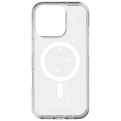 E-Artistry Signature Bee Spiral Fitted Hard Shell Case w/ MagSafe for iPhone 16 Pro - Clear- White