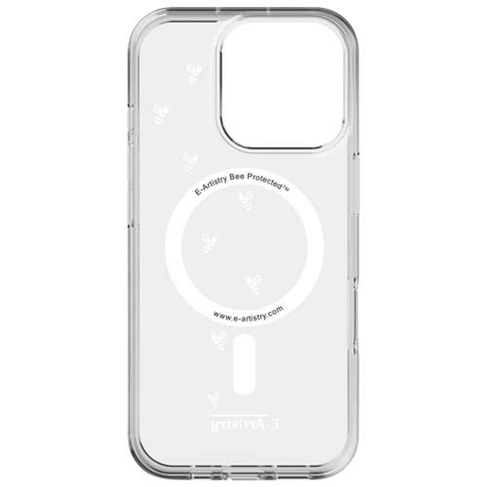 E-Artistry Signature Bee Spiral Fitted Hard Shell Case w/ MagSafe for iPhone 16 Pro - Clear- White