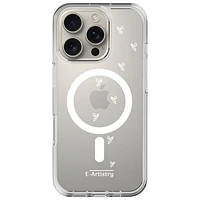 E-Artistry Signature Bee Spiral Fitted Hard Shell Case w/ MagSafe for iPhone 16 Pro - Clear- White