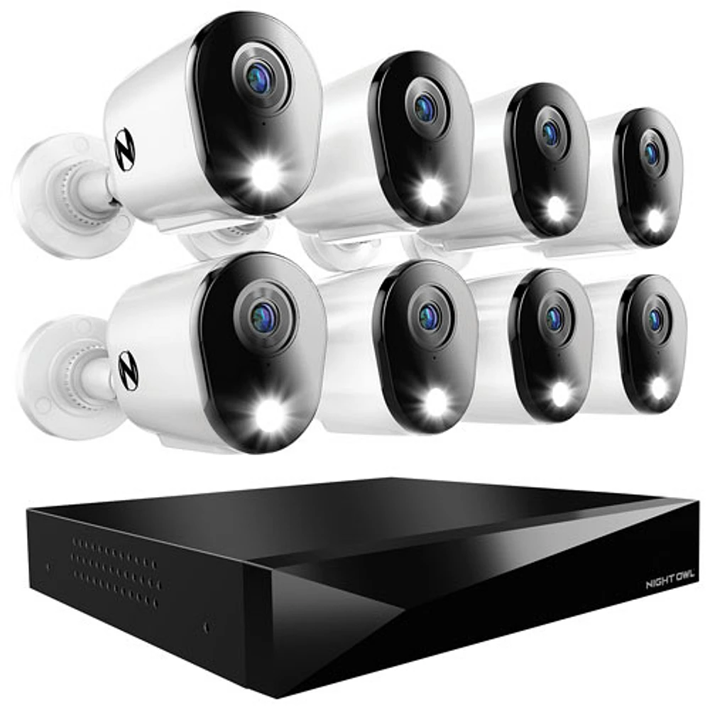 Système de surveillance avec fil à enregistreur vidéo numérique avec audio à 2 voies et caméras compactes d'intérieur/d'extérieur 2K de Night Owl