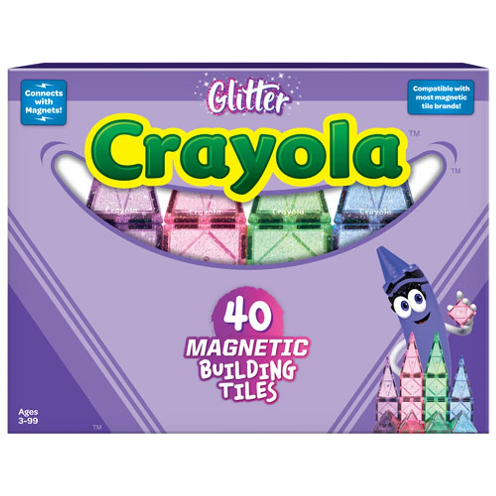 Jeu de construction à tuiles magnétiques Glitter de Crayola - 40 pièces