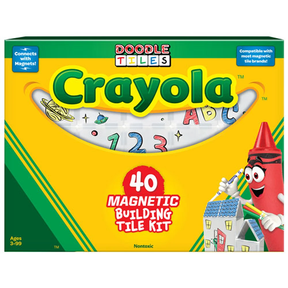 Crayola Doodle Washable Magnetic Building Tile Construction Set - 40-Piece