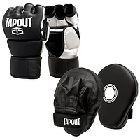 Tapout 10oz MMA Gloves & Pair of Blocking Focus Pads Kit - 4 Pack