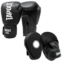 Tapout 10oz Boxing Gloves & Pair of Blocking Focus Pads Kit - 4 Pack