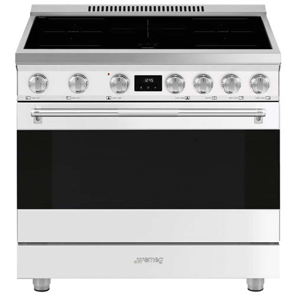 Smeg 36" 4.6 Cu Ft True Convection 5-Element Freestanding Induction Range (SPR36UIMMW) - White - Only at Best Buy