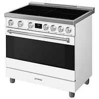 Smeg 36" 4.6 Cu Ft True Convection 5-Element Freestanding Induction Range (SPR36UIMMW) - White - Only at Best Buy