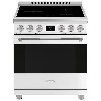 Cuisinière à induction autonome avec convection véritable 4,6 pi³ 30 po de Smeg (SPR30UIMMW) - Blanc - Exclusivité de Best Buy