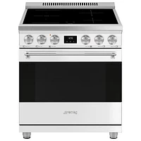 Smeg 30" 4.6 Cu. Ft. True Convection Freestanding Induction Range (SPR30UIMMW) - White - Only at Best Buy