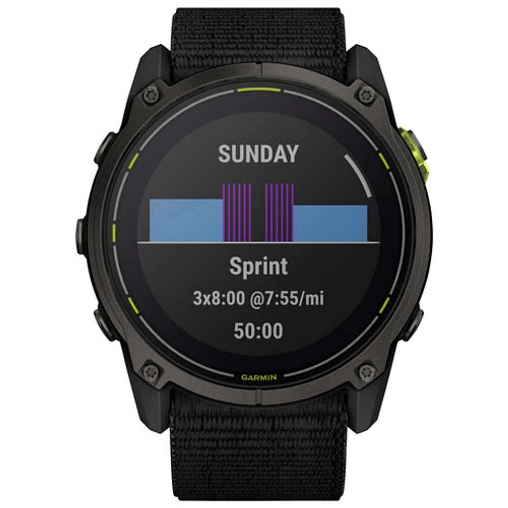 Garmin Enduro 3 51mm Solar Bluetooth Multisport Smartwatch - Black/Carbon Grey