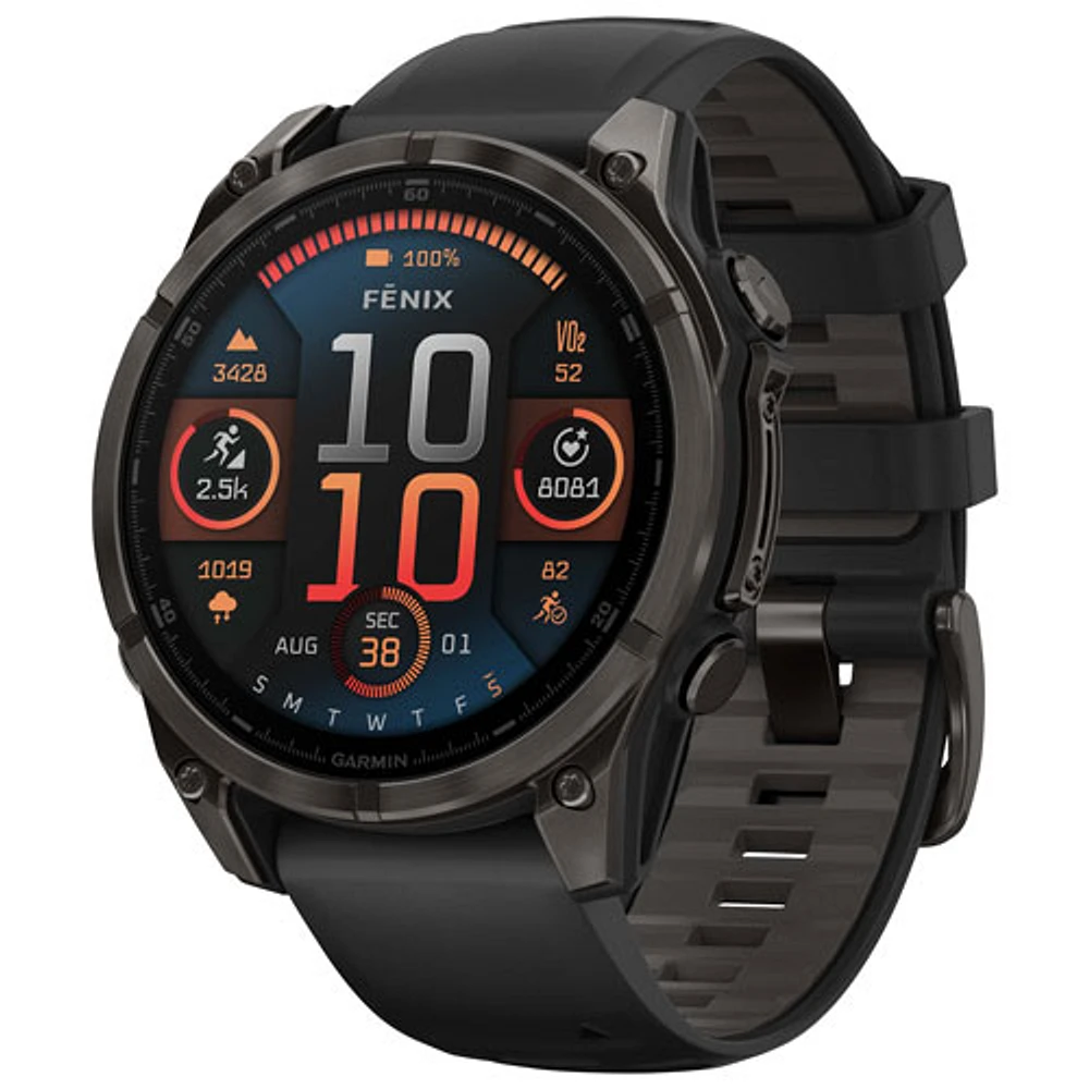 Montre intelligente multisport Bluetooth AMOLED à vitre saphir fēnix 8 de 47 mm de Garmin - Noir/Gris carbone