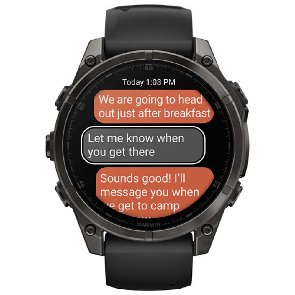 Montre intelligente multisport Bluetooth AMOLED à vitre saphir fēnix 8 de 47 mm de Garmin - Noir/Gris carbone