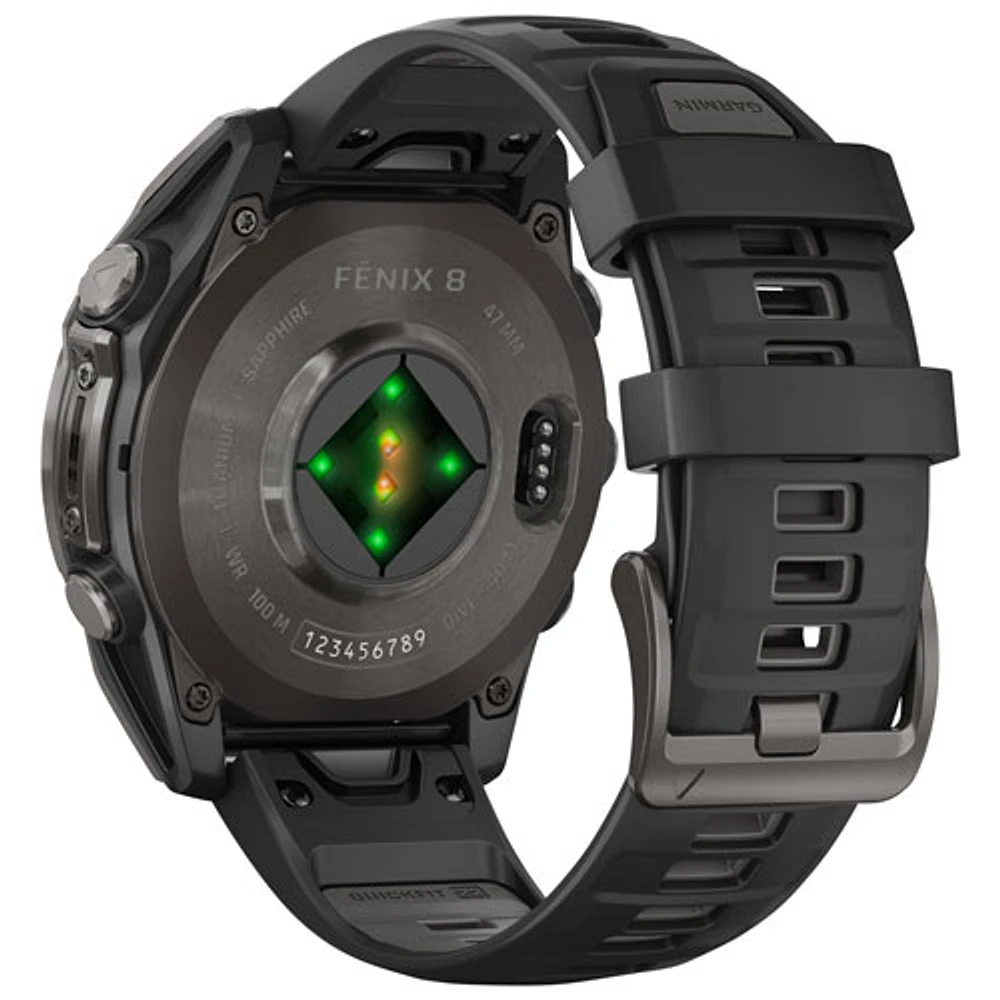 Montre intelligente multisport Bluetooth AMOLED à vitre saphir fēnix 8 de 47 mm de Garmin - Noir/Gris carbone