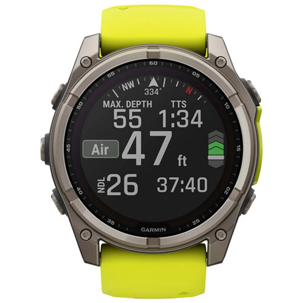 Garmin fēnix 8 51mm Sapphire Solar Bluetooth Multisport Smartwatch - Amp Yellow/Graphite/Carbon Grey